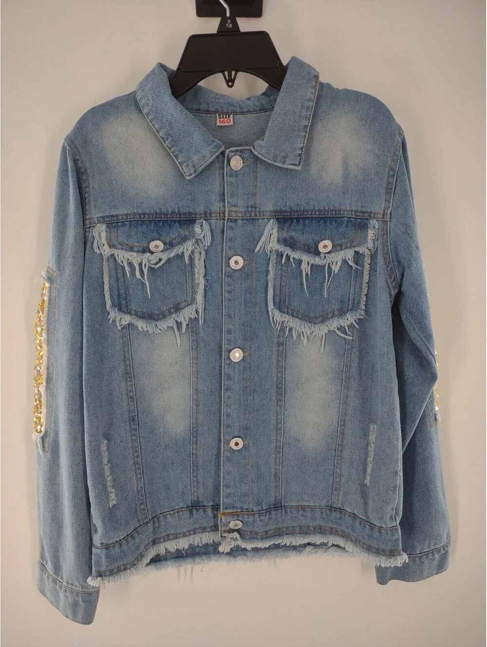 Heng Sheng Jeans Jean Coat Girls Size 160 Sequin Decor 025
